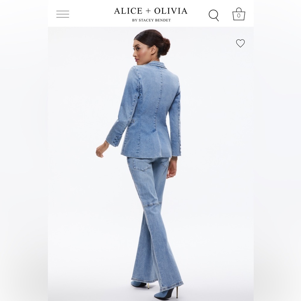 Alice + Olivia Macy Denim Fitted Blazer- Size 6; New with Tags - Picture 11 of 11